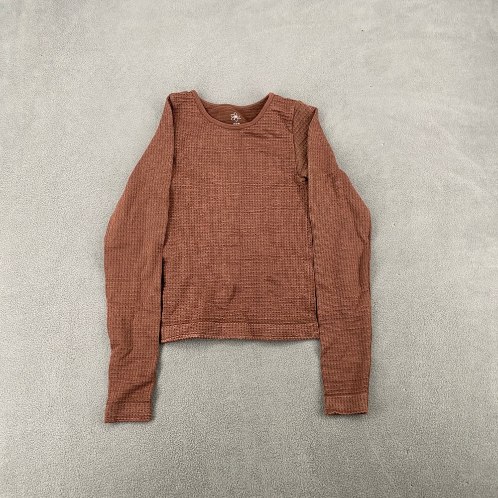 Aura Waffle Knit Long Sleeve Top Rust Brown XXS/XS SCT1633-T-W